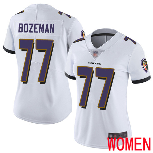 Baltimore Ravens Limited White Women Bradley Bozeman Road Jersey NFL Football #77 Vapor Untouchable